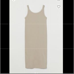 NWT H&M Sleeveless Ribbed Midi Dress Beige